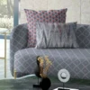 "Modern geometric cushion fabric in bold, vibrant colors to brighten your home décor."
