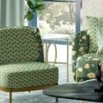"Modern geometric cushion fabric in bold, vibrant colors to brighten your home décor."