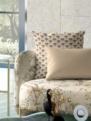"Soft, durable upholstery fabric with classic patterns for a chic and comfortable seating experience."