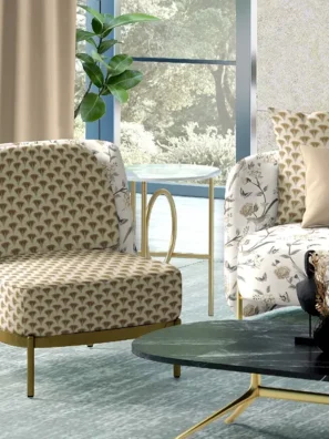 "Modern geometric cushion fabric in bold, vibrant colors to brighten your home décor."