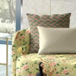 "Modern geometric cushion fabric in bold, vibrant colors to brighten your home décor."