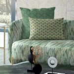 "Modern geometric cushion fabric in bold, vibrant colors to brighten your home décor."