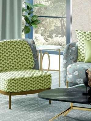 "Modern geometric cushion fabric in bold, vibrant colors to brighten your home décor."
