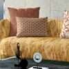 "Modern geometric cushion fabric in bold, vibrant colors to brighten your home décor."