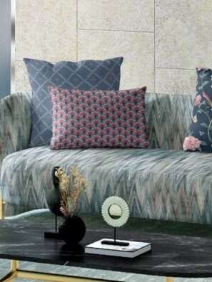 "Modern geometric cushion fabric in bold, vibrant colors to brighten your home décor."