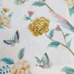 . "Stylish printed cushion fabric that complements both traditional and contemporary interior designs."