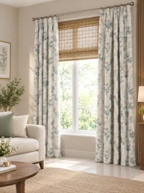 "Stylish printed cushion fabric that complements both traditional and contemporary interior designs."