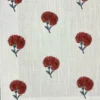Elegant white curtain with red floral print styled in a modern luxury living room