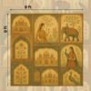 "Rustic Rajasthan inspired collage featuring Mughal architecture, royal women, elephants, peacocks, and intricate floral patterns in a warm antique color palette"